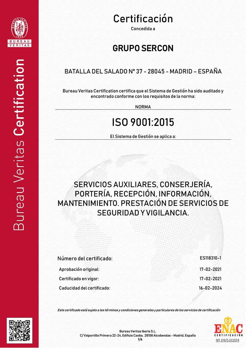 ISO empresa de Seguridad y servicios auxiliares - servicios integrales